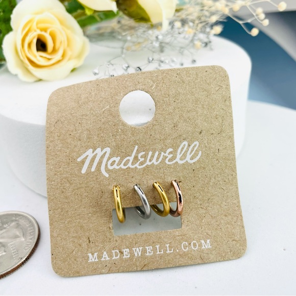 Madewell three tones mini hoops set - Picture 2 of 3